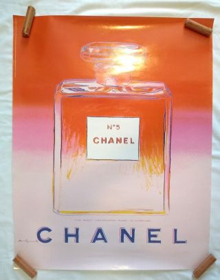 Andy Warhol Chanel No 5 French Perfume Pop Art Vintage Poster 1997 22x28 Pink