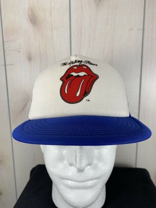 Vintage Rolling Stones Snapback Mesh Trucker Hat Vtg Tongue And Lip 80s 1981