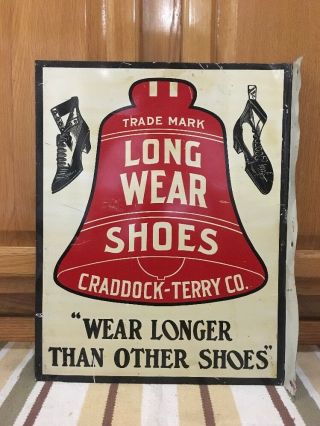 Long Wear Shoes Flange Sign Vintage Metal Craddock Terry Co.  Clothing Fashion