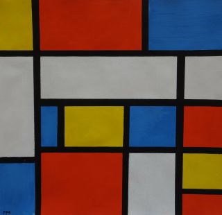 Offering Rare Unique Modern Abstract Painting,  Signed,  Piet Mondrian With Docs.