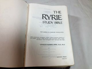 Vtg 1978 Ryrie Study Bible American Standard Burgundy Leather Moody NAS 4