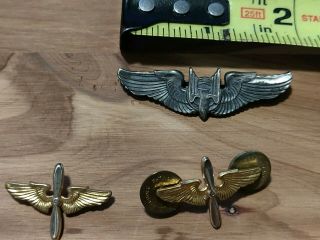 World War Two Sterling Aerial Bombardier Wings & Army Air Force Insignia