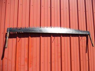 Vtg 72 " 2 Man Cross Cut Saw Wood Cutting Logging Wooden Handles Lumberjack Tool