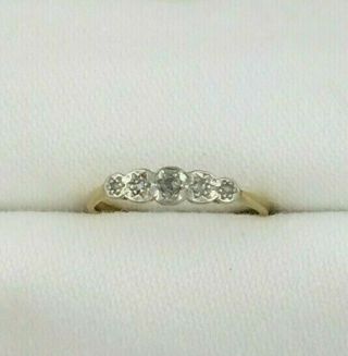 Antique 18k Yellow Gold And Platinum Diamond Band Size 6.  25