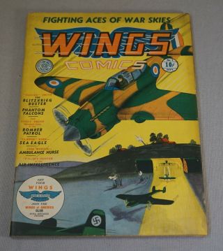 Rare September 1940 Wings Comics No.  1 Comic Book - Fiction House