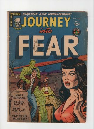Journey Into Fear 2 Vintage Superior Comic Canadian Horror Gga Headlights 10c