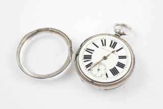 Antique Gents.  925 Sterling Silver Fusee Large Pocket Watch Key - Wind (197g)