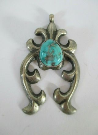 Vintage Navajo Sterling Silver And Turquoise Sandcast Naja
