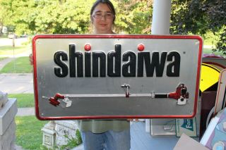 Large Vintage Shindaiwa Lawn Trimmers Farm Tool Gas Oil 36 " Embossed Metal Sign