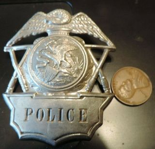 Vintage Obsolete Antique State Of Illinois Police Hat Badge Spread Eagle & Seal