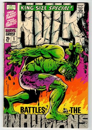 Hulk Battles The Inhumans King - Size Special 1 - Vf/nm 1968 Marvel Vintage Comic