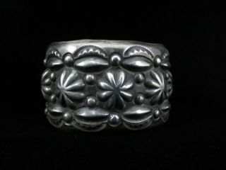 Vintage Navajo Bracelet - Sterling - Large and Heavy Wide Cuff - Emerson Bill 9