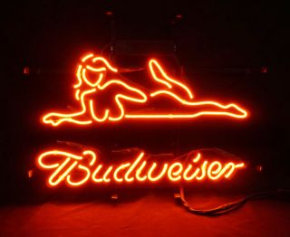 Hot Girl Vintage Budweiser Neon Sign Light Beer Bar Pub Boutique Shop Store