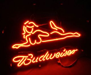 Hot Girl Vintage Budweiser Neon Sign Light Beer Bar Pub Boutique Shop Store 3