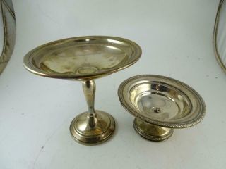 Vintage Sterling Silver Pedestal Bowl Weighted Gorham Candy Dish X2 Antique Old