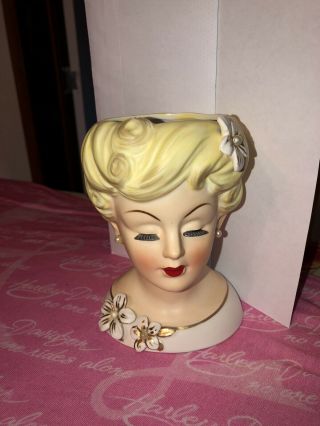Vintage Enesco Lady Head Vase E2188
