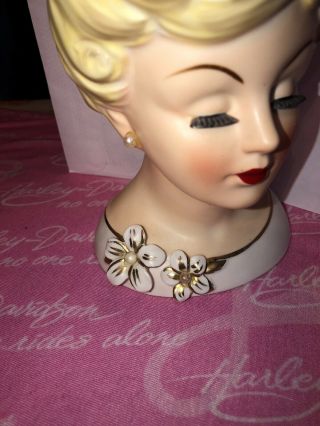 Vintage Enesco lady head vase E2188 3