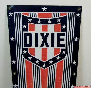 Vintage Dixie Gasoline Gas Pump Plate Fuel Station Sign Tin Painted Metal 2