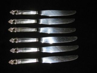 6 Vintage Royal Danish International Sterling Silver Handled 9 " Knives,  No Mono