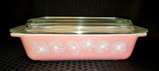 Vintage Pyrex Pink Daisy Space Saver W/lid,  575 - B & 550 - C
