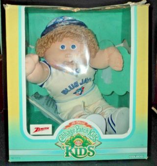 Vintage 1986 Coleco Cabbage Patch Kids Cpk Blue Jays Baseball Doll Dudley Borden
