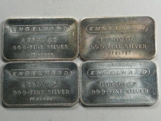 4 Vintage Engelhard.  999,  Fine Silver Bars.  40