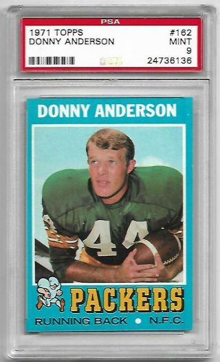 1971 Topps 162 Donny Anderson Psa 9 Packers Ultra Rare,  Pop 6,  None Higher