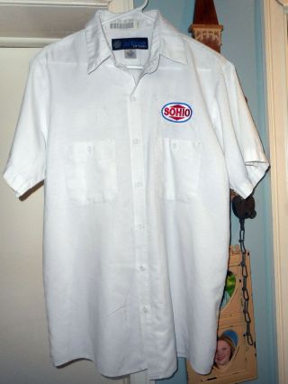 Vintage White Sohio Button Shirt Standard Oil Gas Station Ss Large Usa