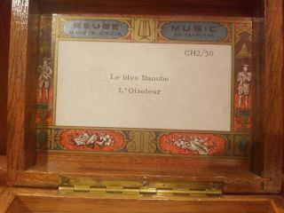 Vintage Reuge Sainte Croix Swiss Music Box CH2/50 Le bleu Danube - L ' Oiseleur 3