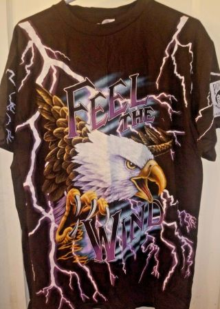 Vintage Feel The Wind W/ Pow Mia Logo Shirt Kanye Harley Travis Scott (size Xl)