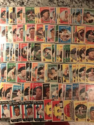 (140) 1959 Topps Vintage Baseball Starter Partial Complete Set Poor - Good Cond 7