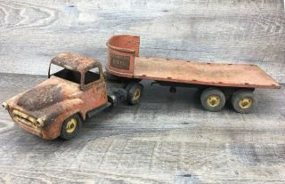 Vtg Tru Scale Ryerson Steel Flatbed Truck Diecast Pressed Steel Toy Barn Find