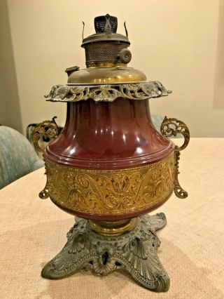 Vintage Oil Lamp Base Brass And Metal Antique