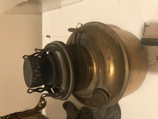 Vintage oil lamp base brass and metal antique 4