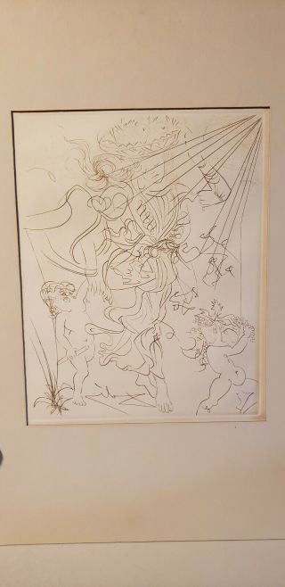 Vintage Salvador Dali Etching Autumn Signed In Reverse