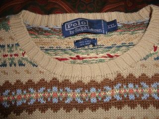 Polo Ralph Lauren Vintage Style Fair Isle Wool Blend Sweater Preppy Xxl