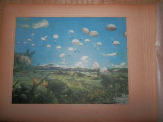 Ww2 Japanese Navy Strategy Painting.  Marine Paratroopers.