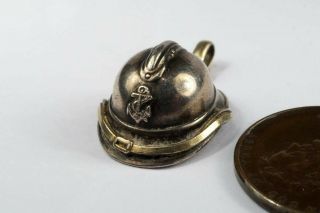 Antique French Silver & Gold Marine ? Helmet Charm C1900