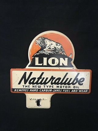 Lion Oil Naturalube Motor Oil Vintage Advertising License Plate Topper