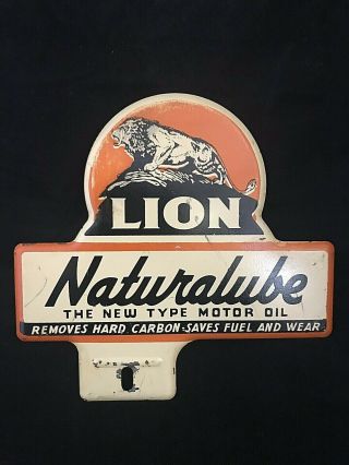 Lion Oil Naturalube Motor Oil Vintage Advertising License Plate Topper 2