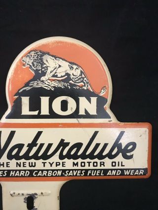 Lion Oil Naturalube Motor Oil Vintage Advertising License Plate Topper 3