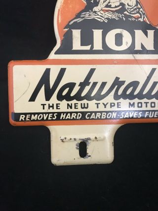 Lion Oil Naturalube Motor Oil Vintage Advertising License Plate Topper 4