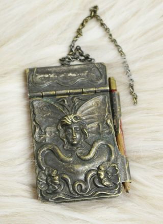 Antique Aide Memoire Carnet De Bal Art Nouveau Dance Card Chatelaine Notebook