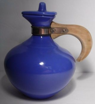 RARE VINTAGE 1935 METLOX POPPYTRAIL Delphinium Blue SERIES 200 CARAFE WITH LID 5