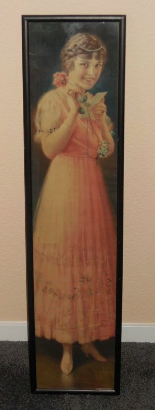 Antique Beauty Sempre Giovine Lady In Pink Advertising Art Print Yard Long Frame