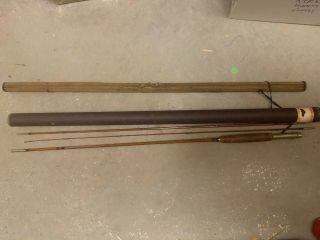 Vintage Heddon Bamboo Fishing Fly Rod And Case