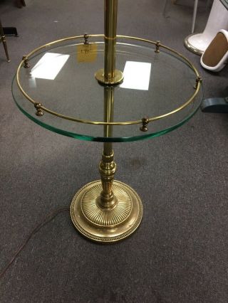 Rare Vintage STIFFEL Brass Finish Glass Side Table with LAMP Attached 4