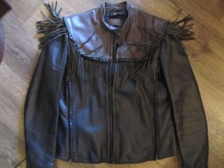 Rare - 2 Tone - Harley Davidson Willie G.  Fringe Leather Jacket Men 