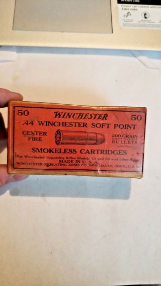 Vintage Winchester 2 - Pc 44 Winchester Soft Point Cartridge Shell Box Empty