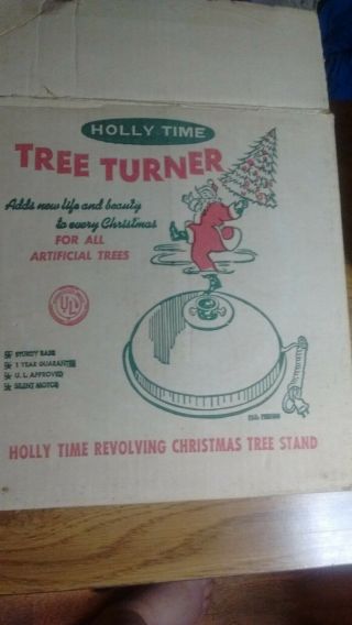 Vintage Artifical Christmas Tree Turner Revolving Stand.  Holly Time.